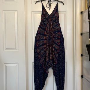 Multicolor Halter Hippie Jumpsuit